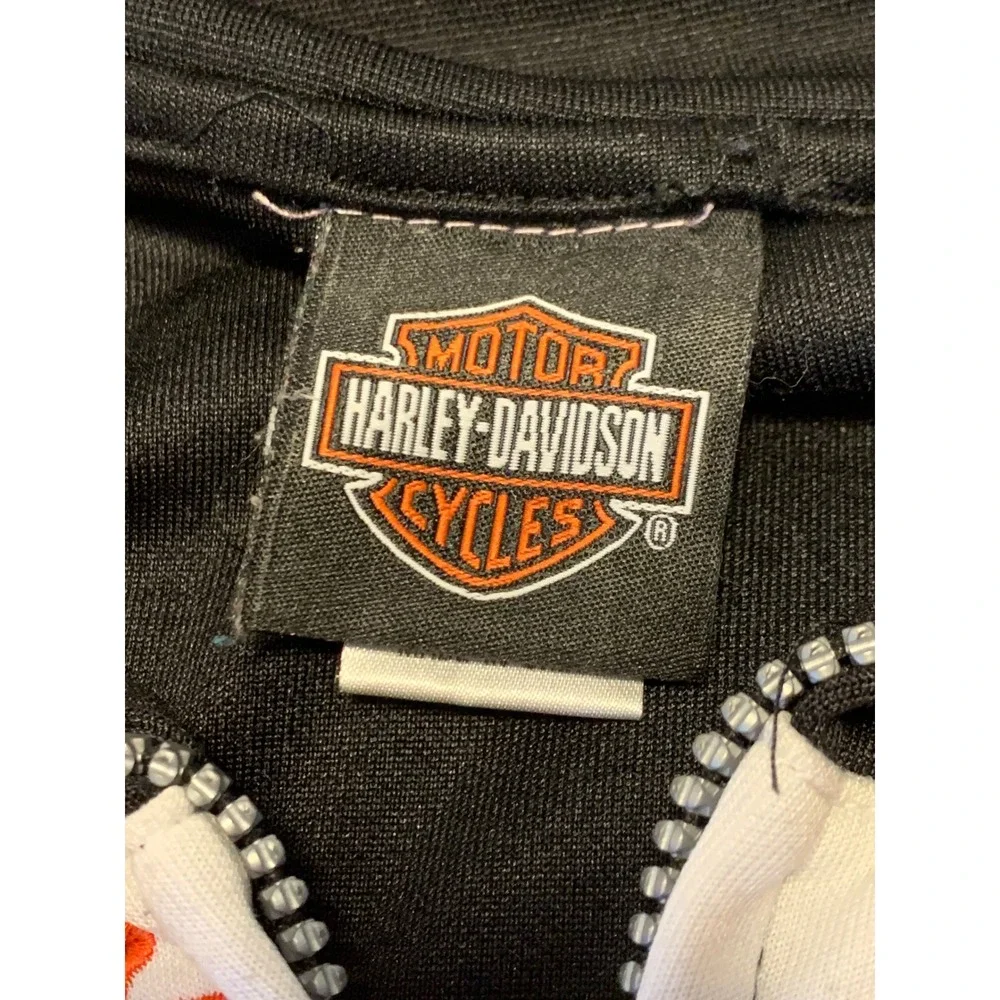 Harley-Davidson Zip Up Track Jacket Black Orange White Logo Size L 16/18